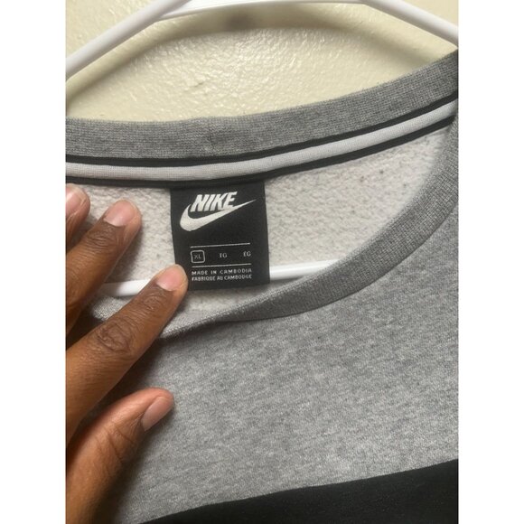 NIKE Box Logo Print Sweatshirt XL Gray Cotton Brushed Lining Side Slit Zip AIR - Picture 2 of 6
